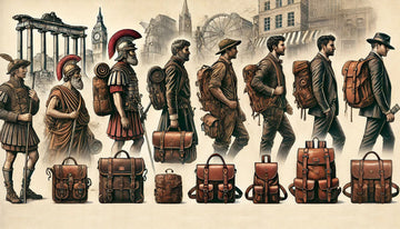 Picture showcasing the evolution of leather backpacks historically