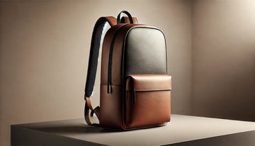 Modern leather backpack with a sleek minimalist design, slim profile, and premium leather texture