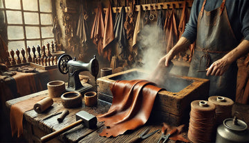 Process of stiffening leather in a traditional workshop