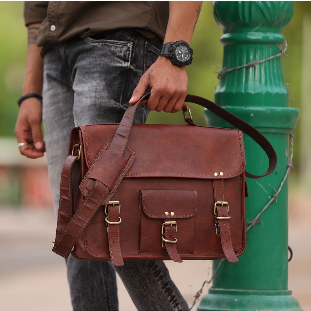 Messenger Bag Men's Shoulder Genuine Leather Bag Flap Small Male