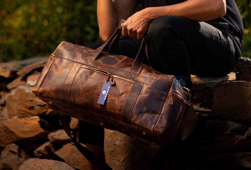 Leather Duffle Bags for Men & Women, 20 Inch Full-Grain Buffalo